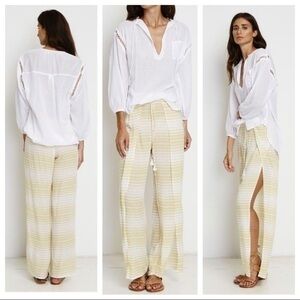 Faithfull the Brand Montero beige white beach stripe wide leg pants
